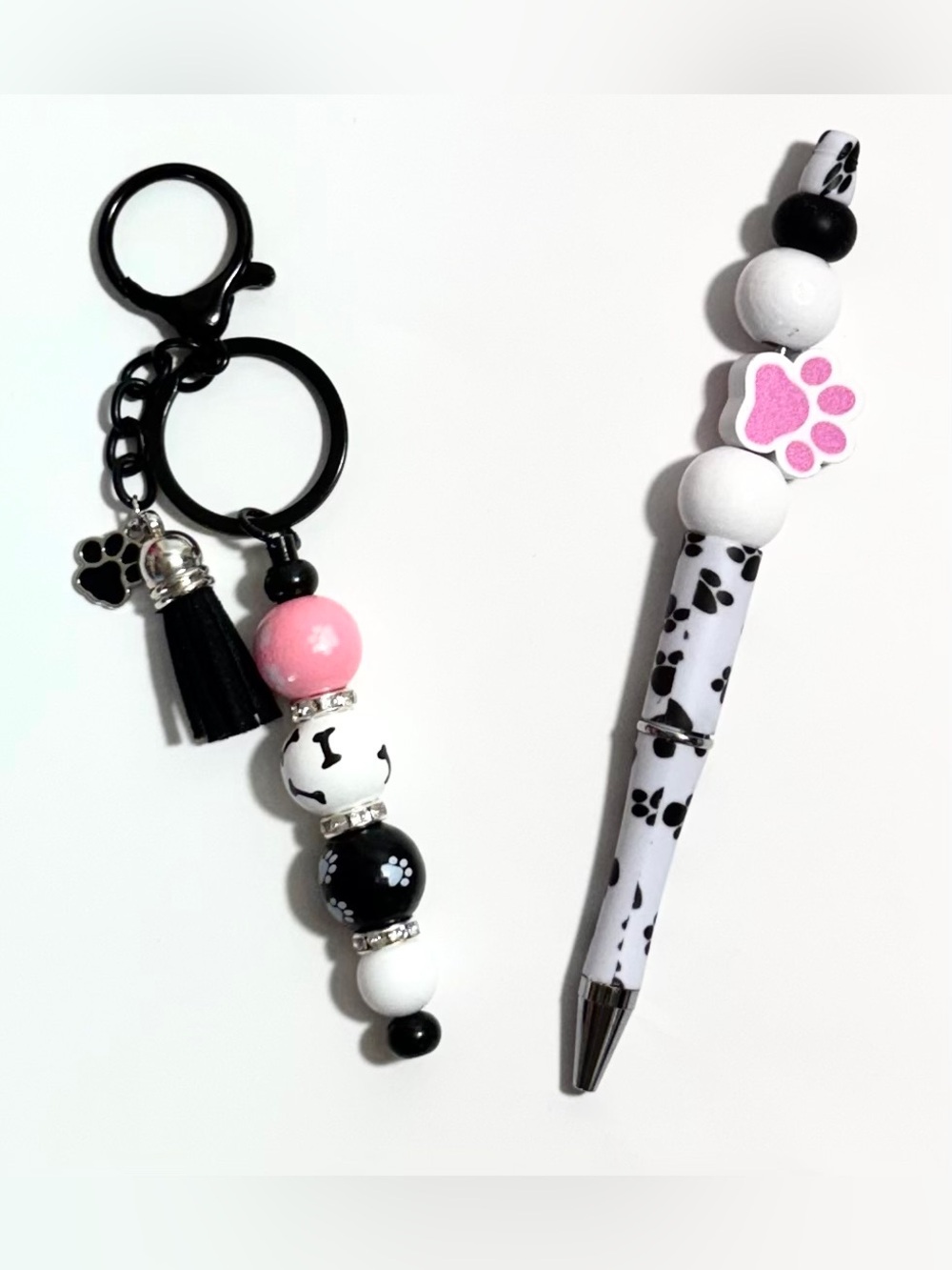 Hand Crafted Paw Print Pen & Keychain Set Dog Lover Gift